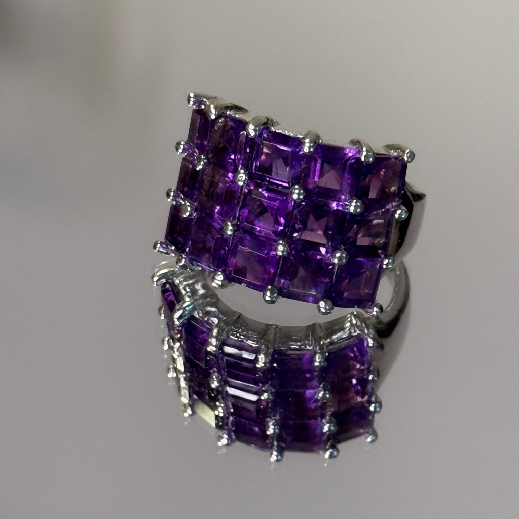 Sterling Silver Amethyst Ring Size 9